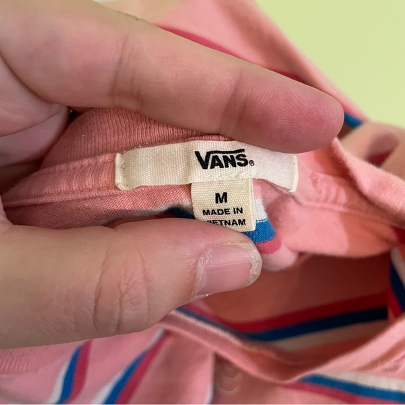 VANS PINK MULTICOLORED STRIPED GRAPHIC LOGO T SHIRT SIZE MEDIUM - Picture 6 of 6